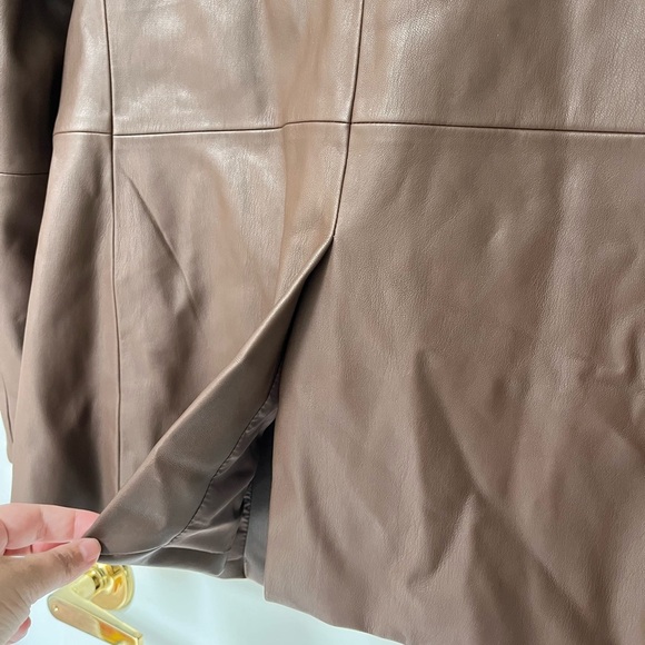 NWT ZARA Faux Leather Blazer M Chocolate Brown Blogger Favourite - Picture 10 of 16